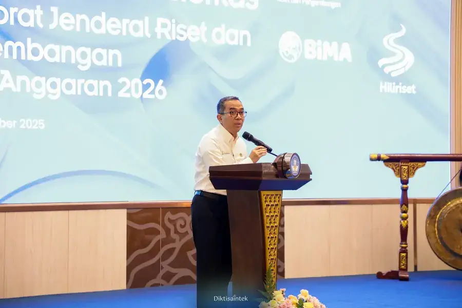 Peluncuran Program Riset Prioritas Ditjen Risbang 2026 di Auditorium Graha Diktisaintek Jakarta dengan enam skema hibah penelitian untuk dosen dan peneliti Indonesia